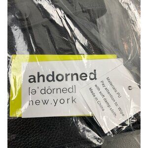 ahdorned Large Black Pebble Grain Messenger Bag with Multi Strap and Tab Front -